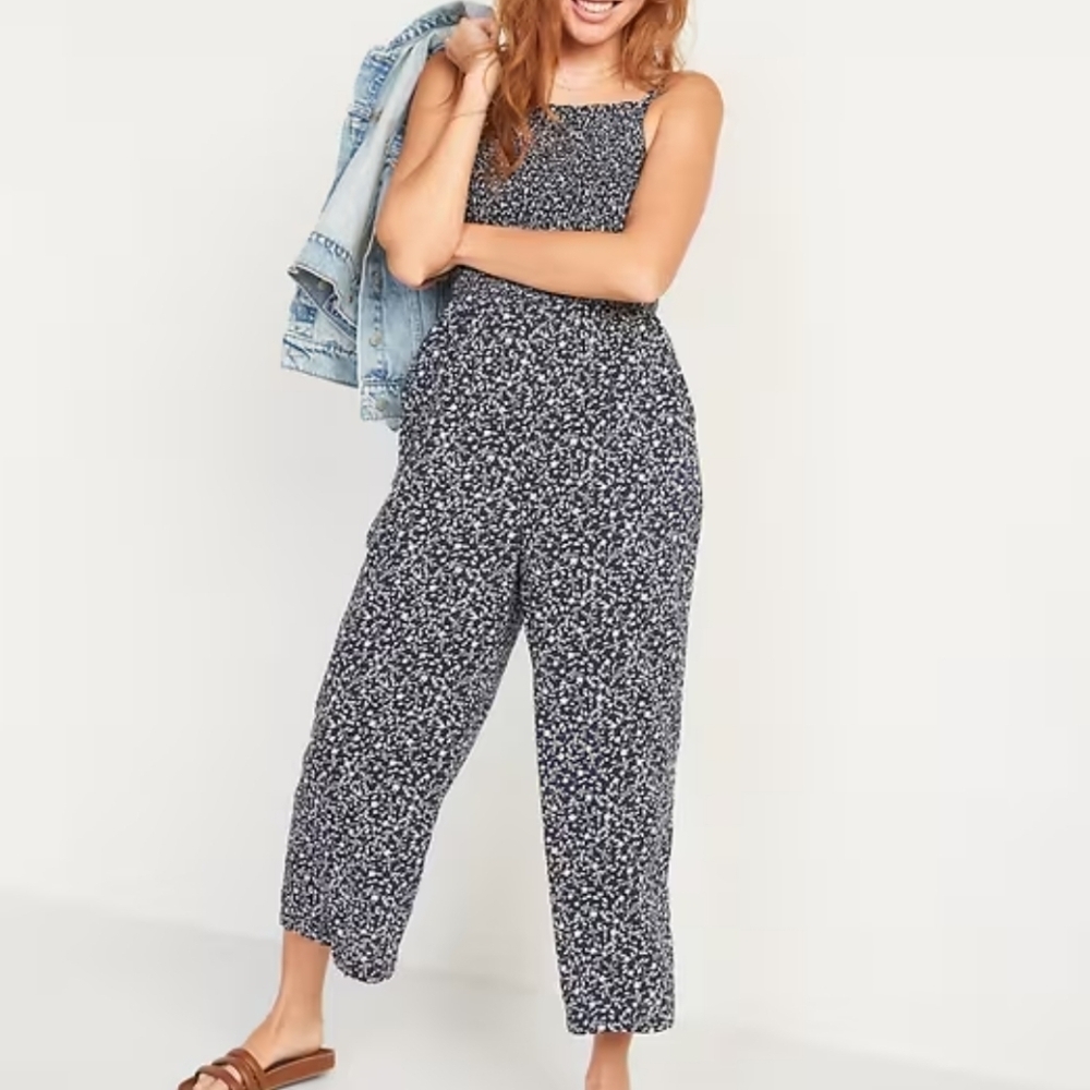 Floral Black and White Jumpsuit Size L #618
